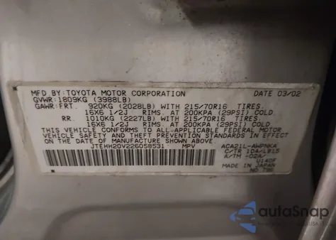 2002 Toyota Rav4 z USA, uszkodzony, nr VIN JTEHH20V226058531